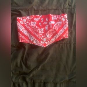 Red bandanna halter top, size: medium